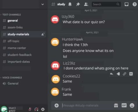 A Discord screen. Image by Marissa Cronin. Note: the conversation in the image was created for the purpose of illustration and is not real