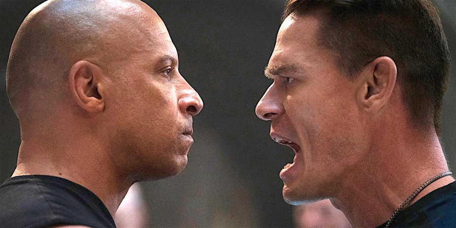 Vin+Diesel+%28left%29+goes+face-to-face+with+John+Cena%2C+who+plays+his+long-lost+brother+in+F9%3A+The+Fast+Saga.+