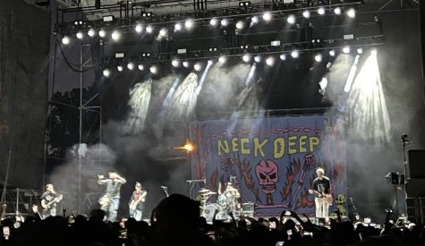Neck Deep performing during Sad Summer Festival at Skyline Stage at the Mann in Philadelphia on July 30, 2022.