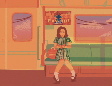 Senior Laura Shum rides the Metro to school in Hong Kong, a part of her average day. After Shum moved to Maize South her freshman year, her hour long commute to school shortened to around 10 minutes, giving her more time to see her friends before class started.