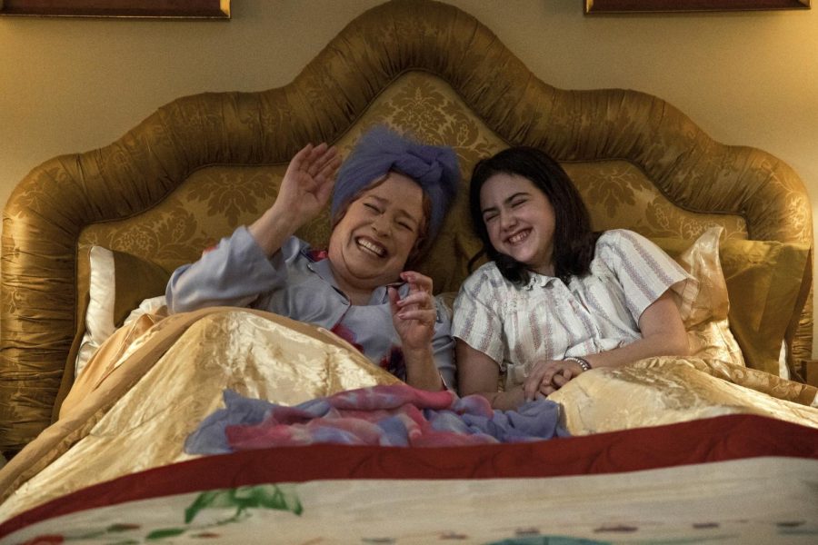 Sylvia Simon, played by Kathy Bates (left), shares a laugh with Abby Ryder Fortson as her granddaughter, Margaret, in “Are You There God? It’s Me, Margaret.” 