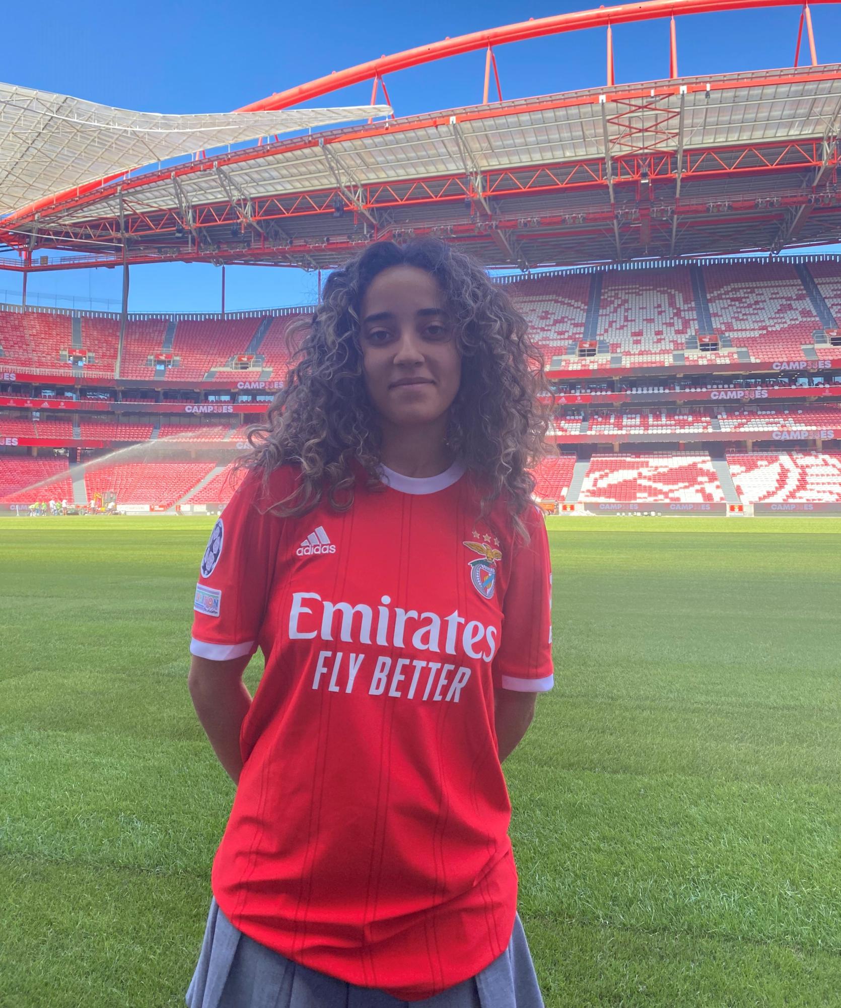 The author poses on the field at Estádio da Luz, home of S.L. Benfica in Lisbon.