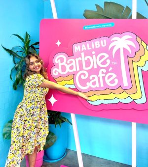 Inside entrance to the Malibu Barbie Café in New York City.