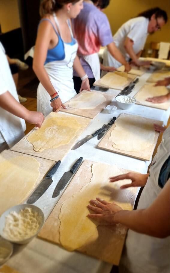 Learning how to make pasta at Ercoli Trastevere in Rome.