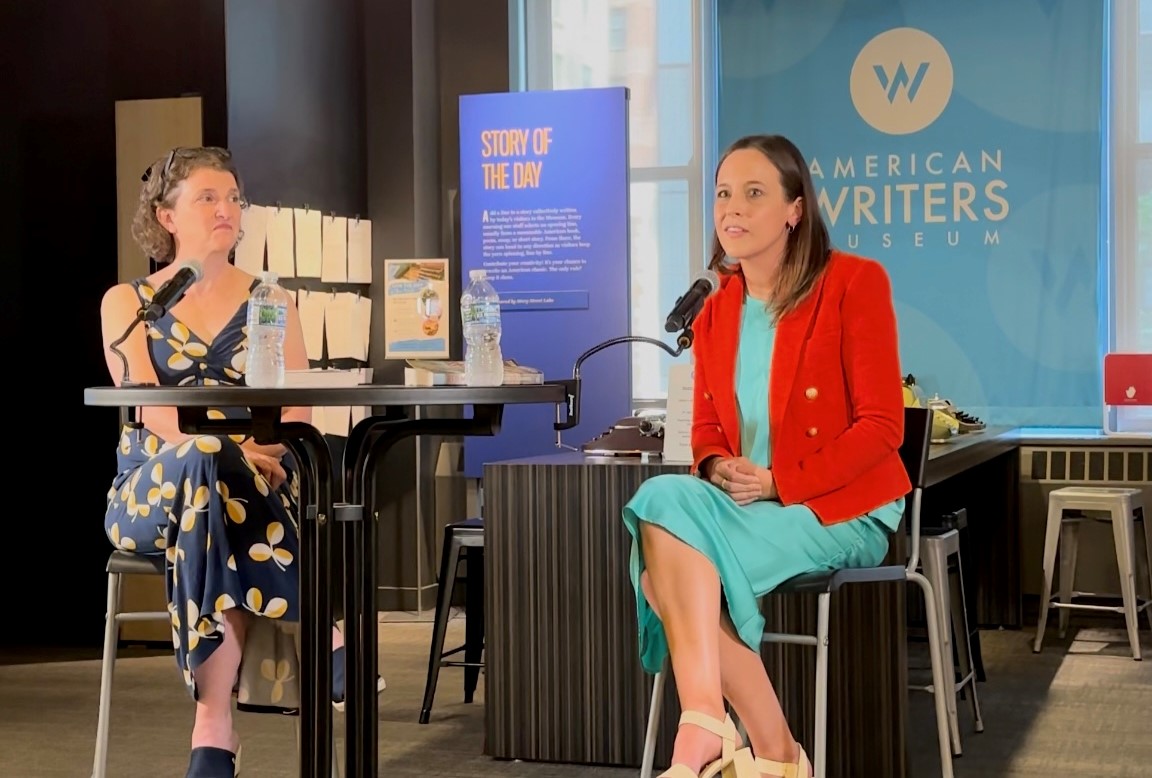 Authors Elizabeth Blackwell (left) and Logan Steiner at the American Writers Museum in Chicago on July 9, 2023.
