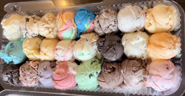 Twenty-four scoops of ice cream — flavors ranging from Firecracker to Black Cherry to Dirt Cake — made up Hansen’s ice cream flight, costing only $15 at the local Wisconsin shop on June 8, 2024.