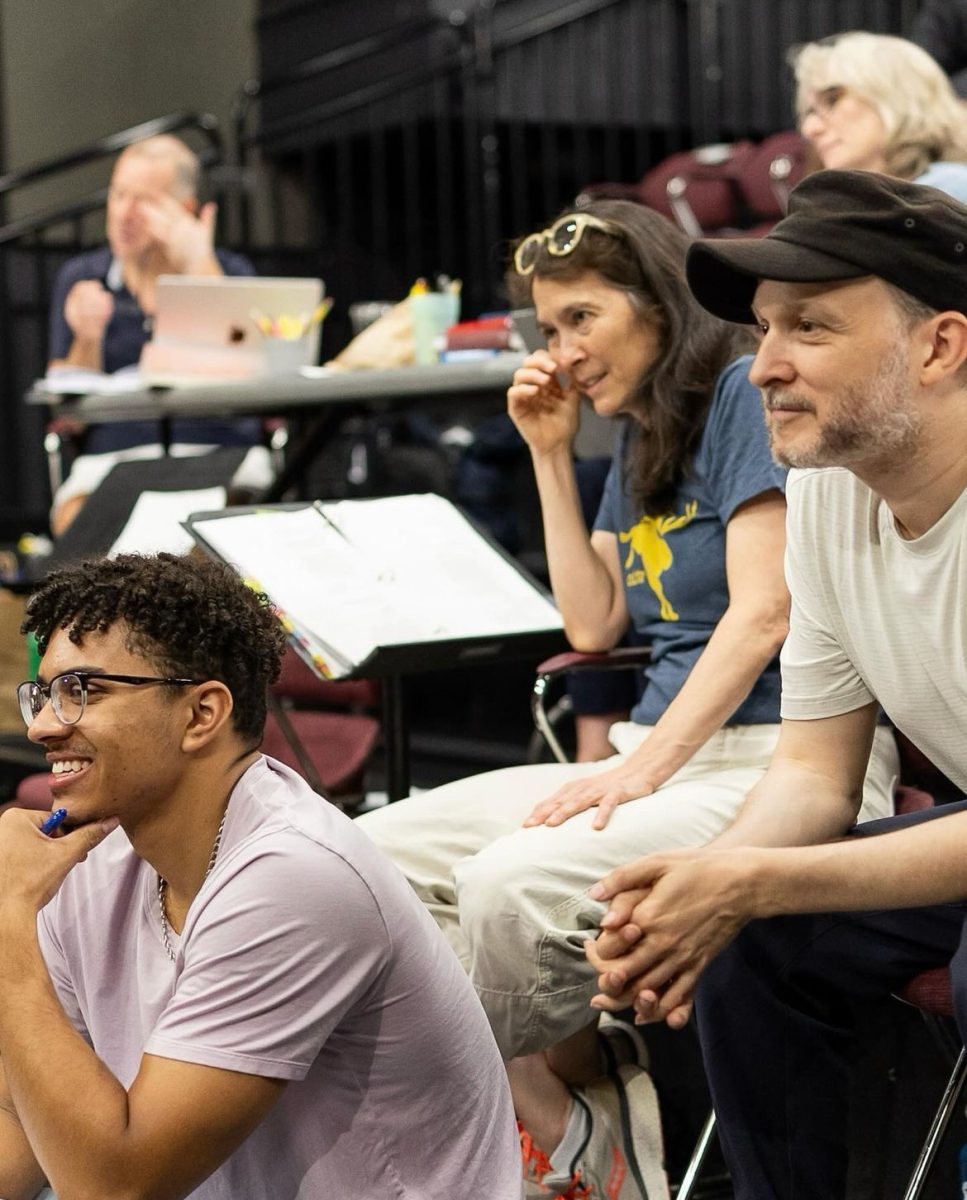 Quadree (Dree) Palimore, a directing/dramaturgy intern, watches a rehearsal of American Repertory Theater's production of "Romeo and Juliet" alongside director Diane Paulus (center) and choreographer Sidi Larbi Cherkaoui (right). (Photo courtesy Nile Scott Studios)