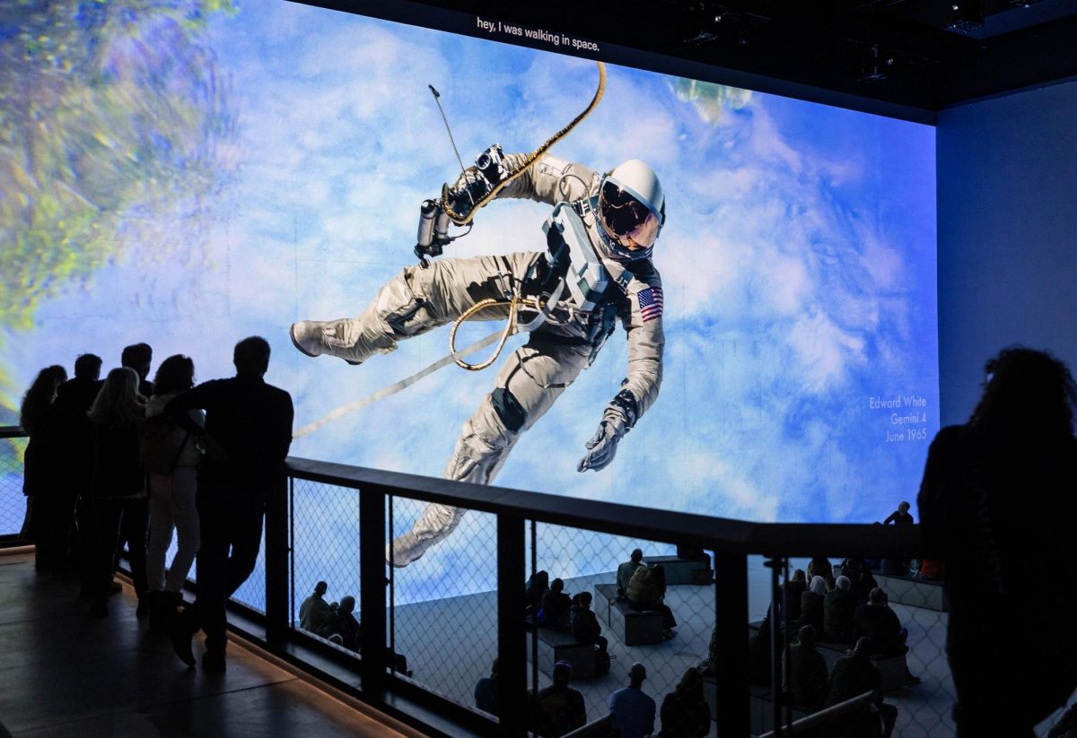 A scene from the immersive film "The Moonwalkers: A Journey with Tom Hanks," which made its North America debut in Boston on June 27, 2025. (Photo courtesy of Justin Sutcliffe) 
