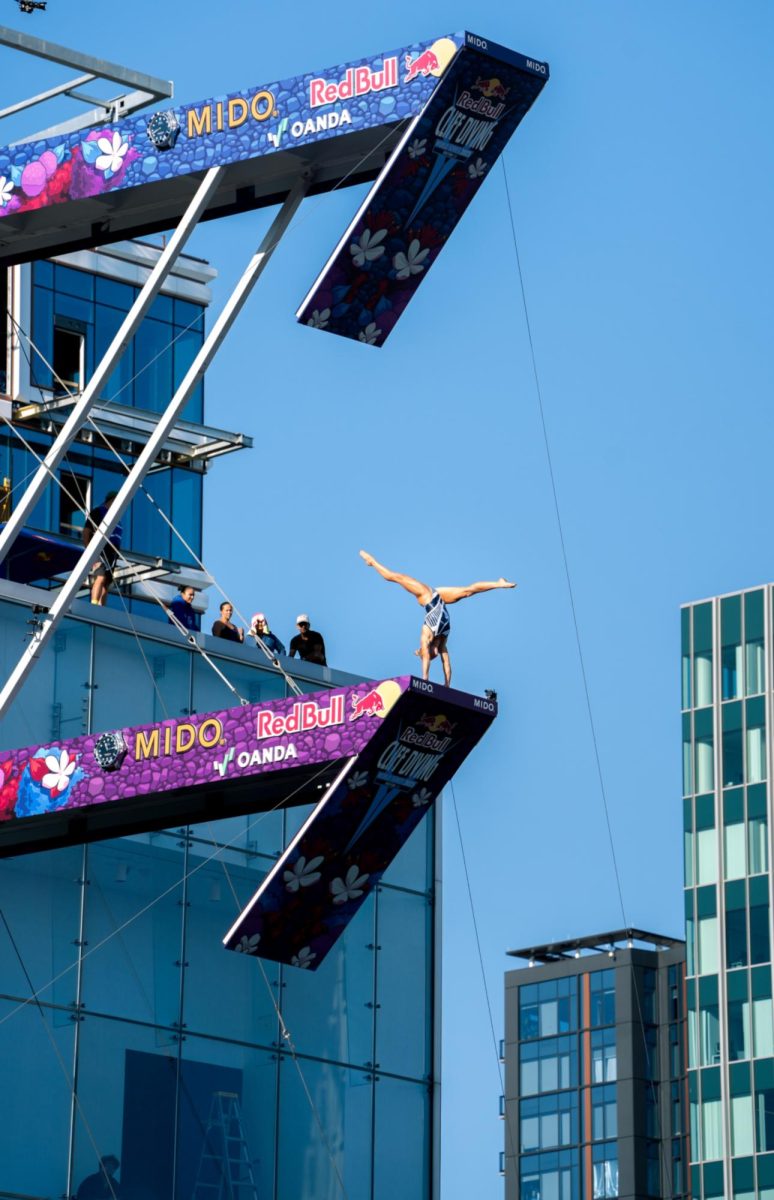 Scenes from the first day of the Red Bull Cliff Diving World Series season finale, in which male and female competitors leaped from the Institute of Contemporary Art museum into the Boston Harbor on Sept. 19, 2025.